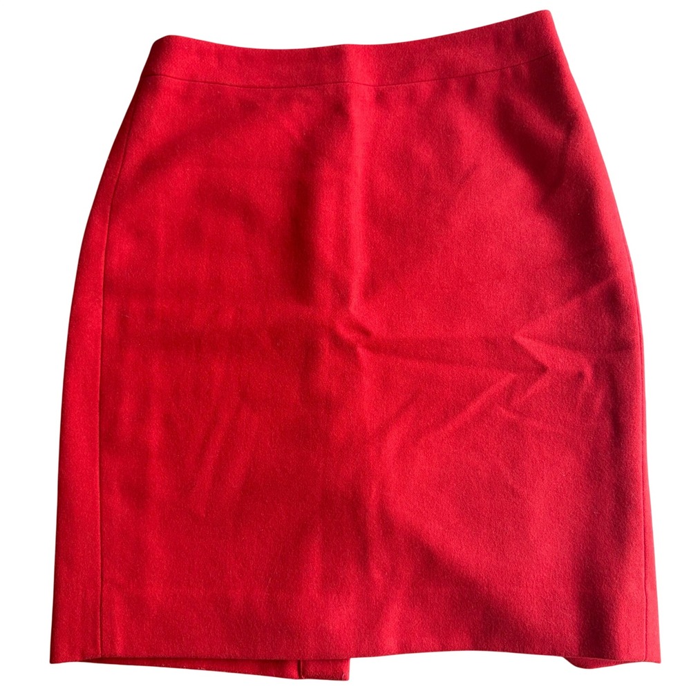 $168 J.CREW Red Wool Blend The Pencil Skirt Sz 4 Career Capsule Preppy Academia